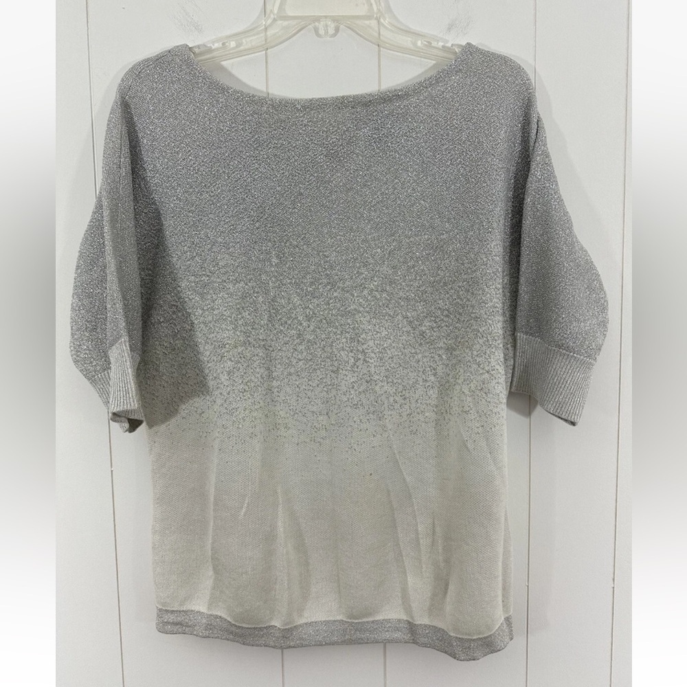 White House Black Market Sz S Silver Sparkle sweater top Ombre Dolman Sleeve